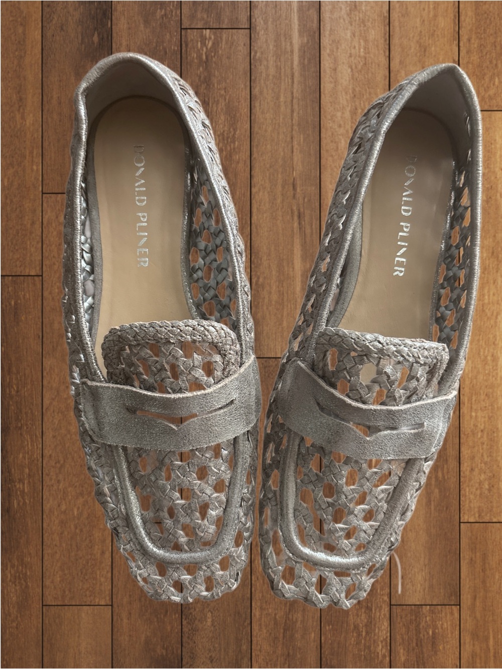 Donald J. Pliner Women's Woven Loafers in Pewter Size 8